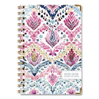 Global Printed Products Boho Ikat Academic Year Weekly/Monthly Planner, Floral Artwork, 8 x 5.5, Multicolor Cover, 14-Month: June 2025 to July 2026 (GPUNAD265883)