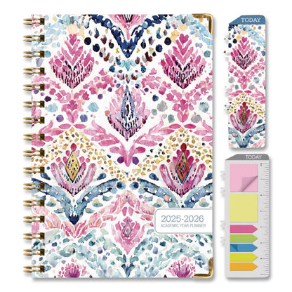 Global Printed Products Boho Ikat Academic Year Weekly/Monthly Planner, Floral Artwork, 8 x 5.5, Multicolor Cover, 14-Month: June 2025 to July 2026 (GPUNAD265883)