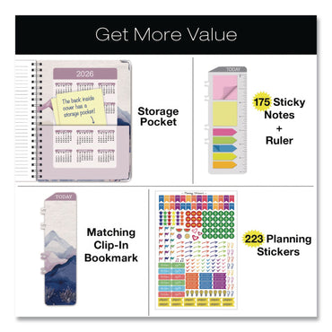 Global Printed Products Pastel Mountains Academic Year Weekly/Monthly Planner, 11 x 8.5, Multicolor Cover, 14-Month: June 2025 to July 2026 (GPUNAD26851160)