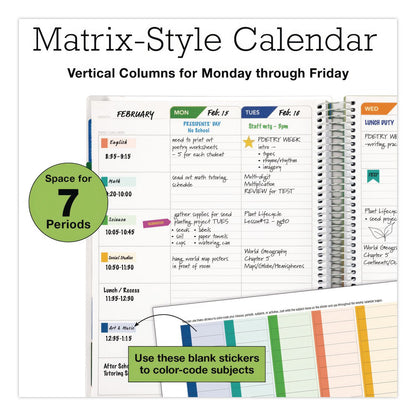 Global Printed Products Deluxe Spring Floral Undated Weekly/Monthly Teacher's Lesson Planner, 7 Classes, Multicolor Cover, 11 x 8.5, 52-Week Span (GPUNADUNDTP30)