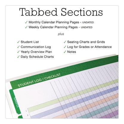 Global Printed Products Deluxe Spring Floral Undated Weekly/Monthly Teacher's Lesson Planner, 7 Classes, Multicolor Cover, 11 x 8.5, 52-Week Span (GPUNADUNDTP30)