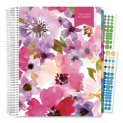 Global Printed Products Deluxe Spring Floral Undated Weekly/Monthly Teacher's Lesson Planner, 7 Classes, Multicolor Cover, 11 x 8.5, 52-Week Span (GPUNADUNDTP30)