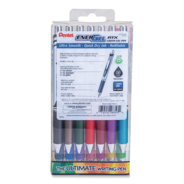 Pentel® EnerGel RTX Gel Pen, Retractable, Medium 0.7 mm, Assorted Creative Ink and Barrel Colors, 14/Pack (PENBL77PC14M)