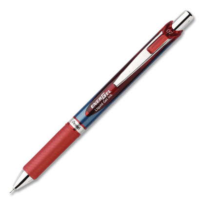 Pentel® EnerGel RTX Deluxe Gel Pen, Retractable, Medium 0.7 mm, Red Ink, Red/Blue Barrel, Dozen (PENBLN77BDZ)