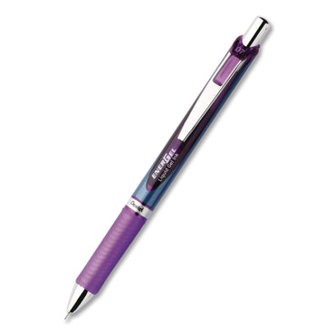 Pentel® EnerGel RTX Deluxe Gel Pen, Retractable, Medium 0.7 mm, Violet Ink, Violet/Blue Barrel, Dozen (PENBLN77VDZ)