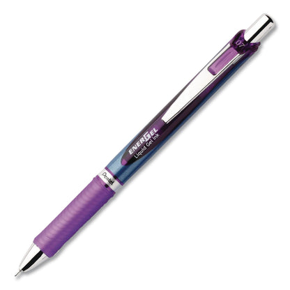 Pentel® EnerGel RTX Deluxe Gel Pen, Retractable, Medium 0.7 mm, Violet Ink, Violet/Blue Barrel, Dozen (PENBLN77VDZ)