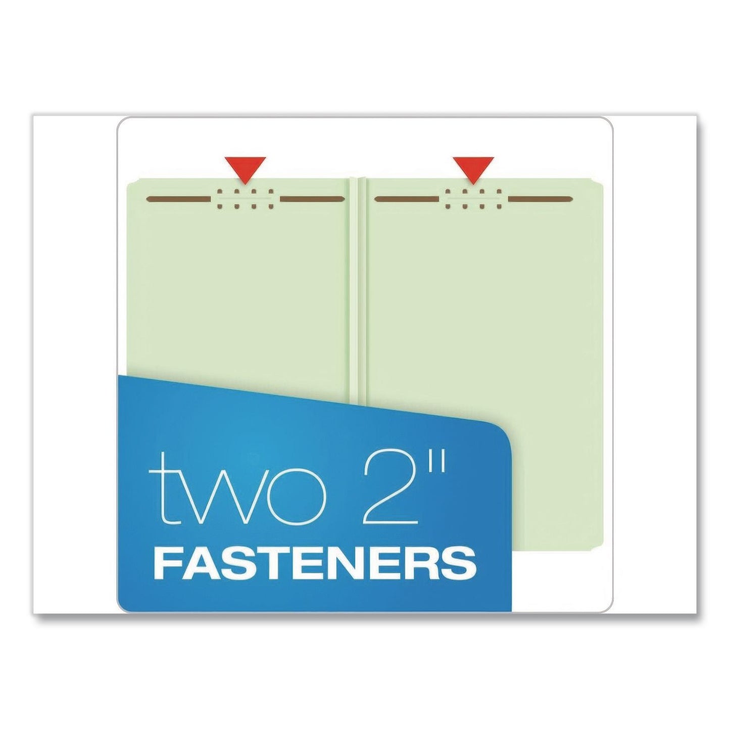 Pendaflex® Heavy-Duty Pressboard Fastener Folders, Straight Tab, Expands 2", 2 Fasteners, Legal Size, Light Green, 25/Box (PFX17185)