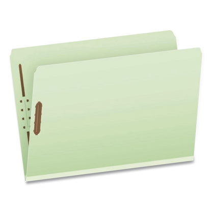 Pendaflex® Heavy-Duty Pressboard Fastener Folders, Straight Tab, Expands 2", 2 Fasteners, Legal Size, Light Green, 25/Box (PFX17185)