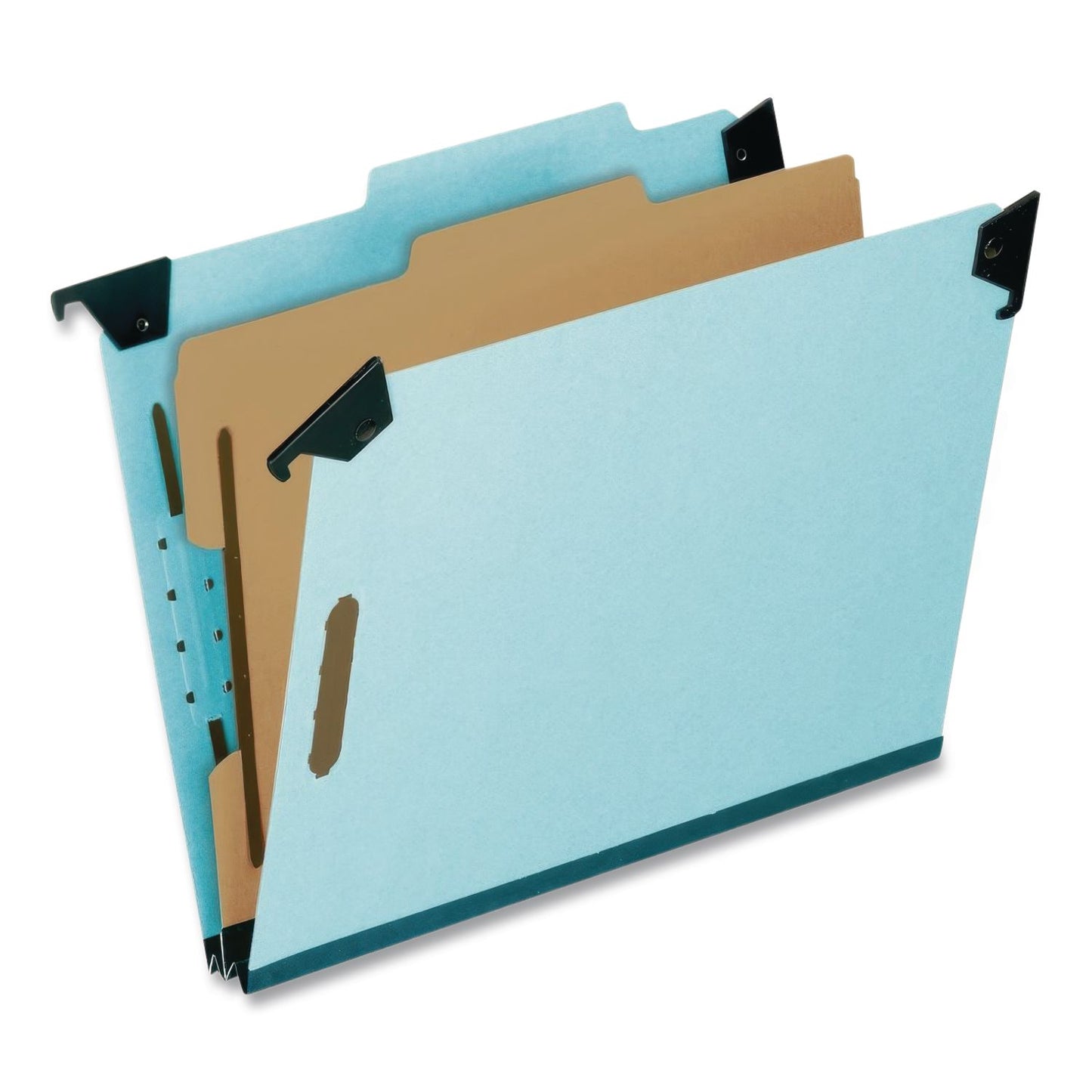 Pendaflex® Hanging Classification Folders with Dividers, Letter Size, 1 Divider, 2/5-Cut Exterior Tabs, Light Blue, 10/Box (PFX59251BX)