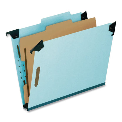 Pendaflex® Hanging Classification Folders with Dividers, Letter Size, 1 Divider, 2/5-Cut Exterior Tabs, Light Blue, 10/Box (PFX59251BX)