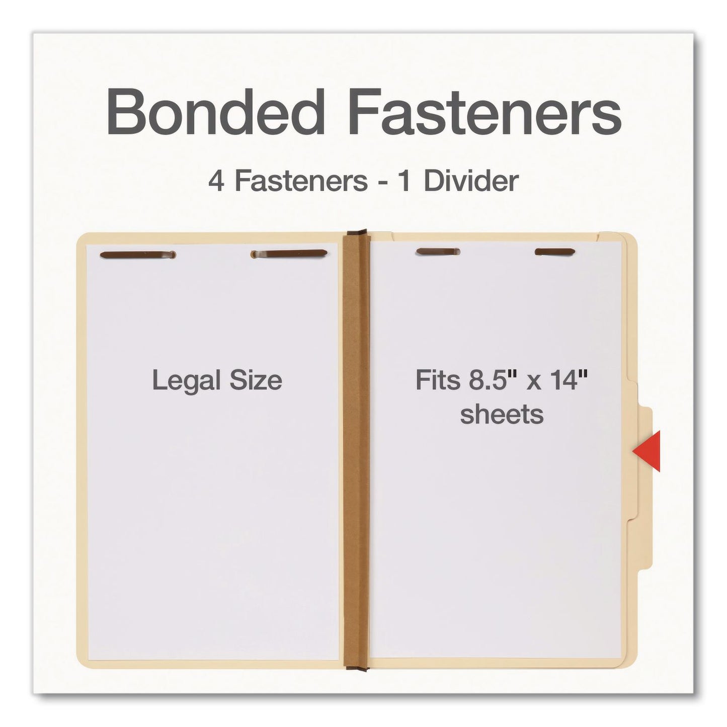 Pendaflex® Manila Top Tab Classification Folders, 2/5-Cut Tab, Expands 1.75", 1 Divider, 4 Fasteners, Legal Size, Manila, 10/Box (PFX98621P)