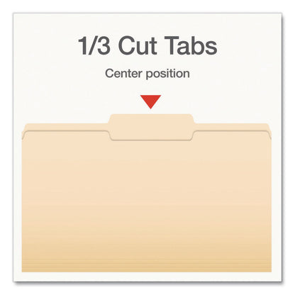 Pendaflex® Manila File Folders, 1/3-Cut Tabs: Center Position, Legal Size, 0.75" Expansion, Manila, 100/Box (PFX753132)