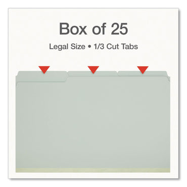 Pendaflex® Recycled Colored File Folders, 1/3-Cut Tabs: Assorted, Legal Size, 1" Expansion, Light Green, 25/Box (PFX1006934)