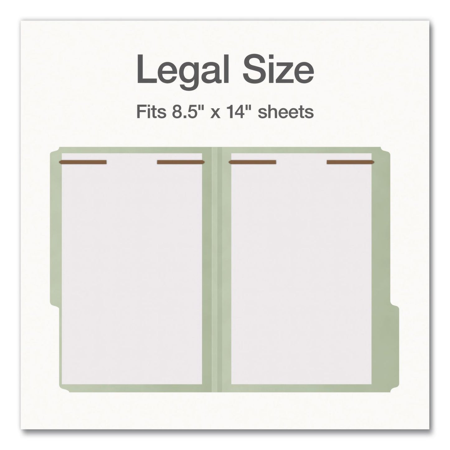 Pendaflex® Heavy-Duty Pressboard Fastener Folders, 2/5-Cut Tab: Right, Expands 2", 2 Fasteners, Legal Size, Gray/Green, 25/Box (PFX1006938)