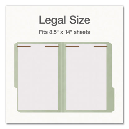 Pendaflex® Heavy-Duty Pressboard Fastener Folders, 2/5-Cut Tab: Right, Expands 2", 2 Fasteners, Legal Size, Gray/Green, 25/Box (PFX1006938)