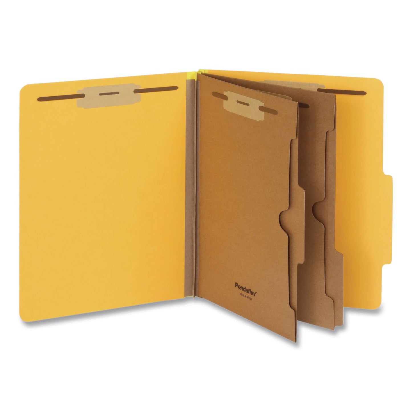 Pendaflex® Heavy-Duty Pressboard Classification Folder, Expands 2", 2 Full-Pocket Dividers, 6 Fasteners, Letter Size, Yellow, 10/Box (PFX1006942)