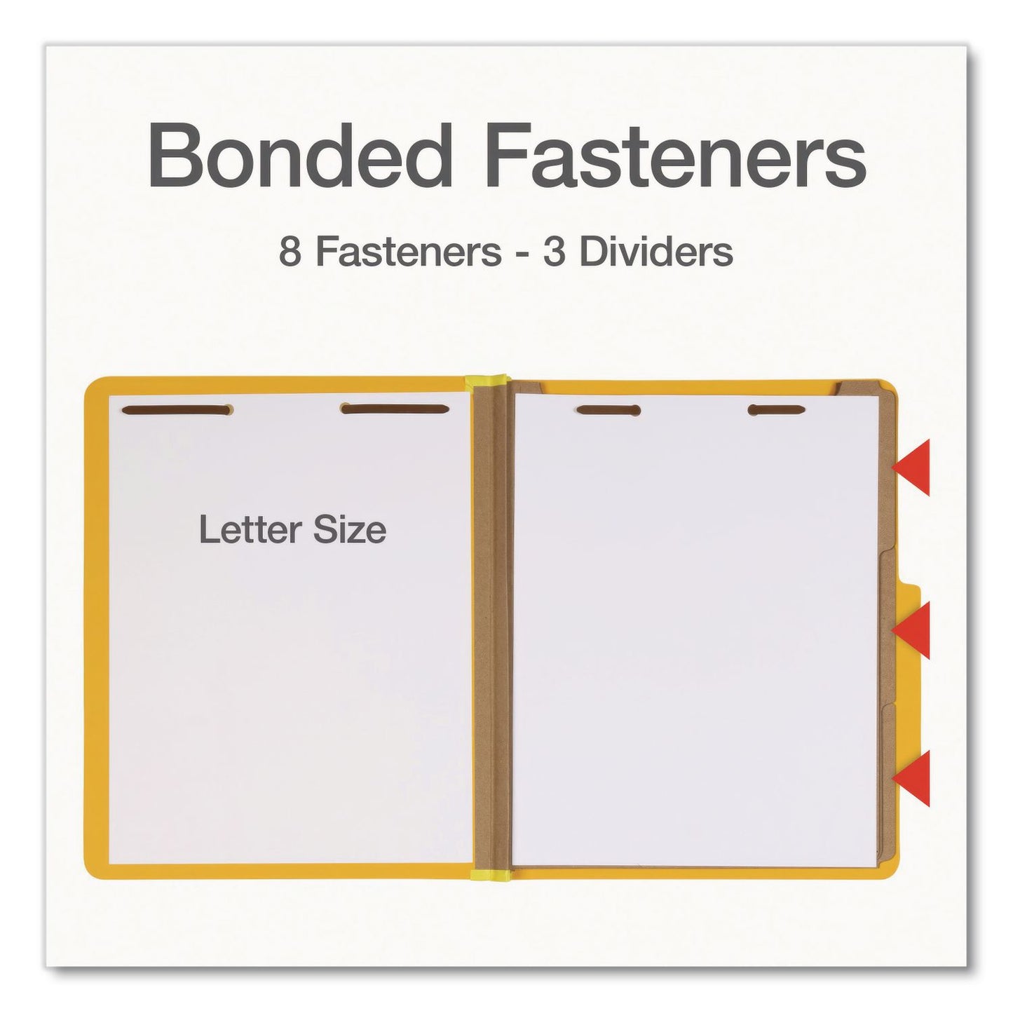 Pendaflex® Heavy-Duty Pressboard Classification Folder, 2/5-Cut Tab, Expands 3", 3 Dividers, 8 Fasteners, Letter Size, Yellow, 10/Box (PFX1006943)