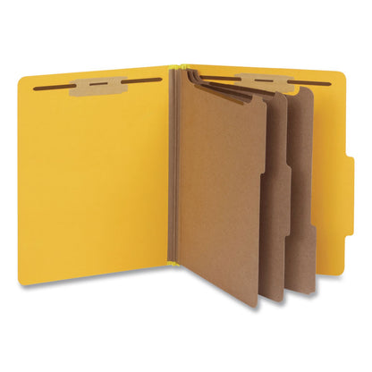 Pendaflex® Heavy-Duty Pressboard Classification Folder, 2/5-Cut Tab, Expands 3", 3 Dividers, 8 Fasteners, Letter Size, Yellow, 10/Box (PFX1006943)
