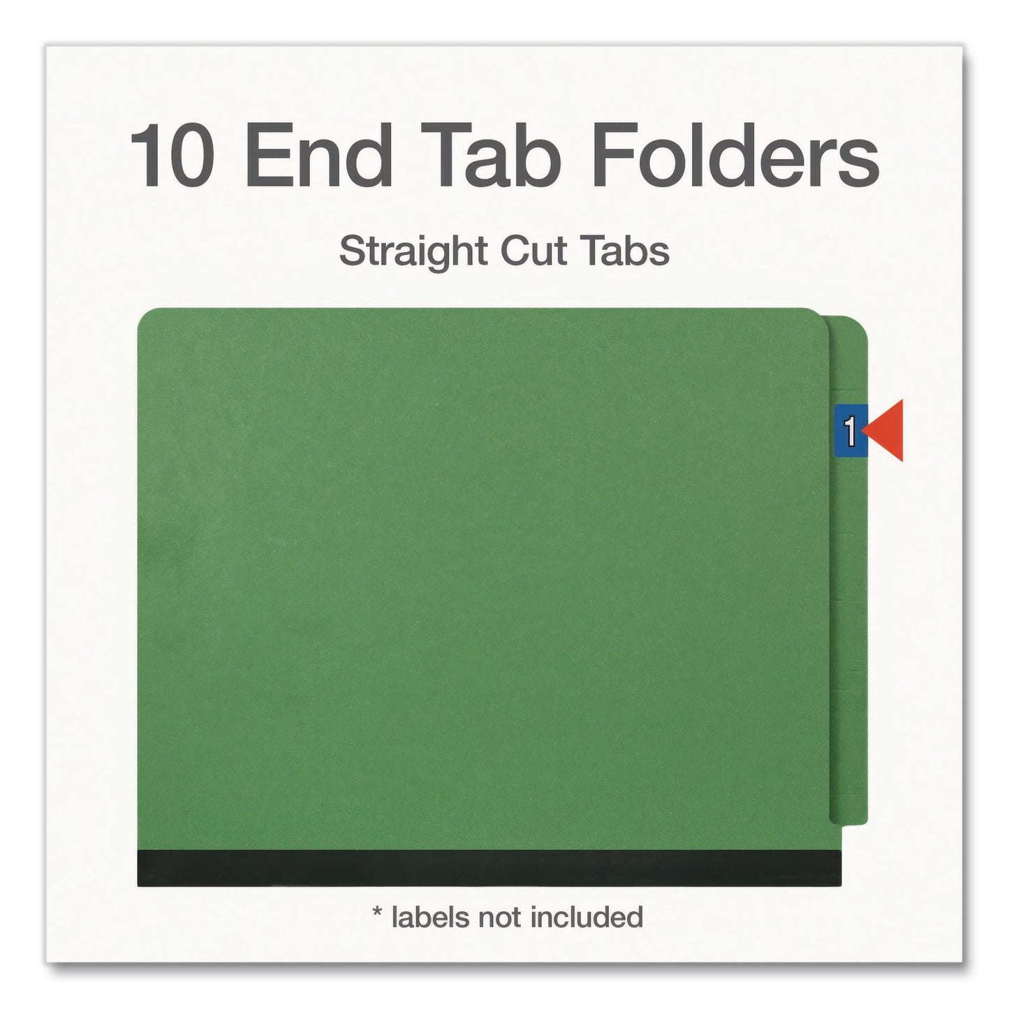 Pendaflex® Heavy-Duty Pressboard End Tab Classification Folders, Expands 2", 2 Dividers, 6 Fasteners, Letter Size, Green, 10/Box (PFX1006948)