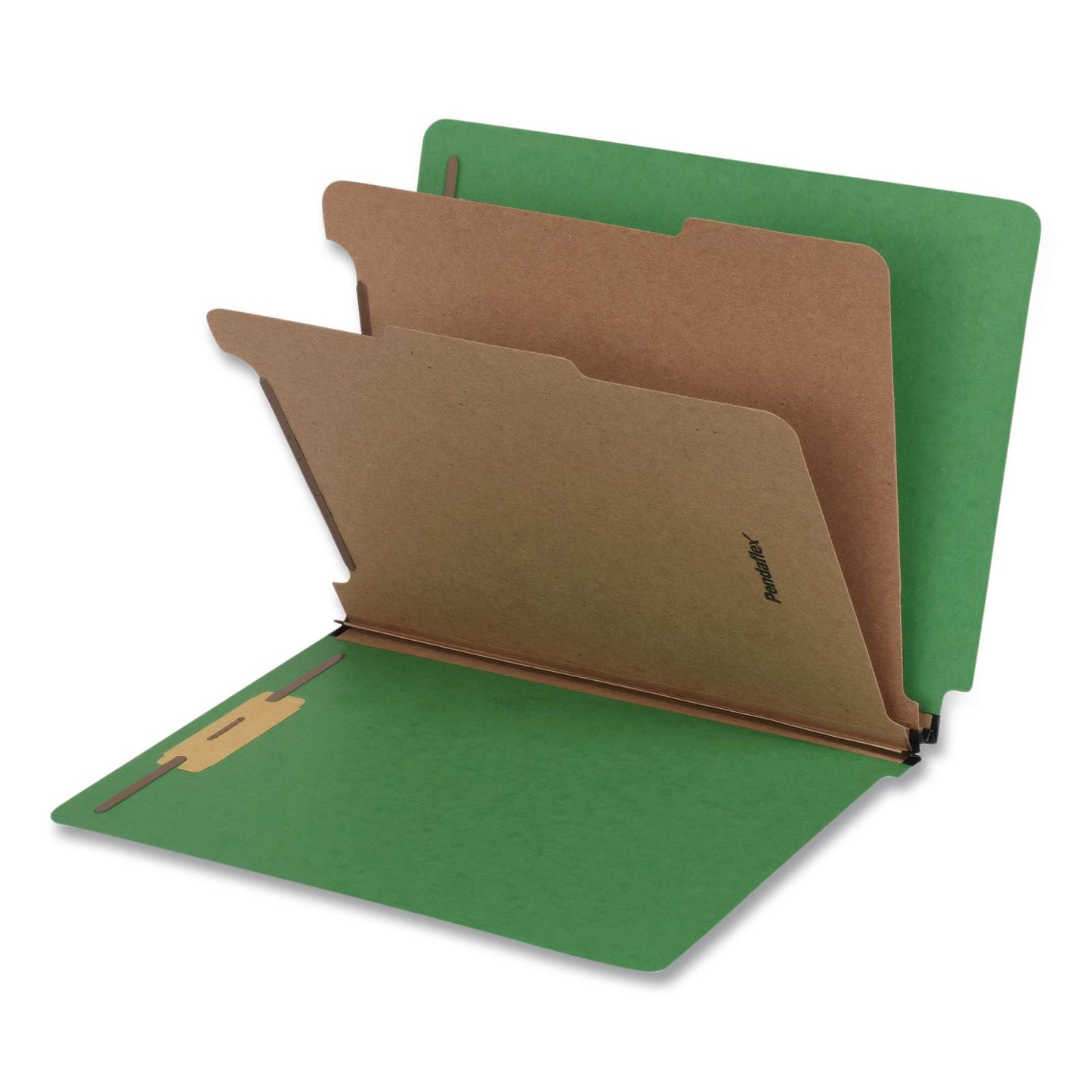 Pendaflex® Heavy-Duty Pressboard End Tab Classification Folders, Expands 2", 2 Dividers, 6 Fasteners, Letter Size, Green, 10/Box (PFX1006948)