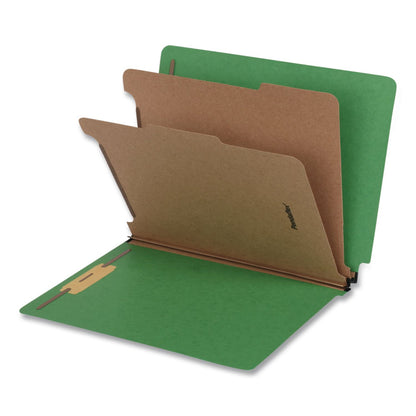 Pendaflex® Heavy-Duty Pressboard End Tab Classification Folders, Expands 2", 2 Dividers, 6 Fasteners, Letter Size, Green, 10/Box (PFX1006948)