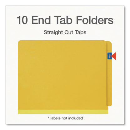 Pendaflex® Heavy-Duty Pressboard End Tab Classification Folders, Expands 2", 2 Dividers, 6 Fasteners, Letter Size, Yellow, 10/Box (PFX1006949)