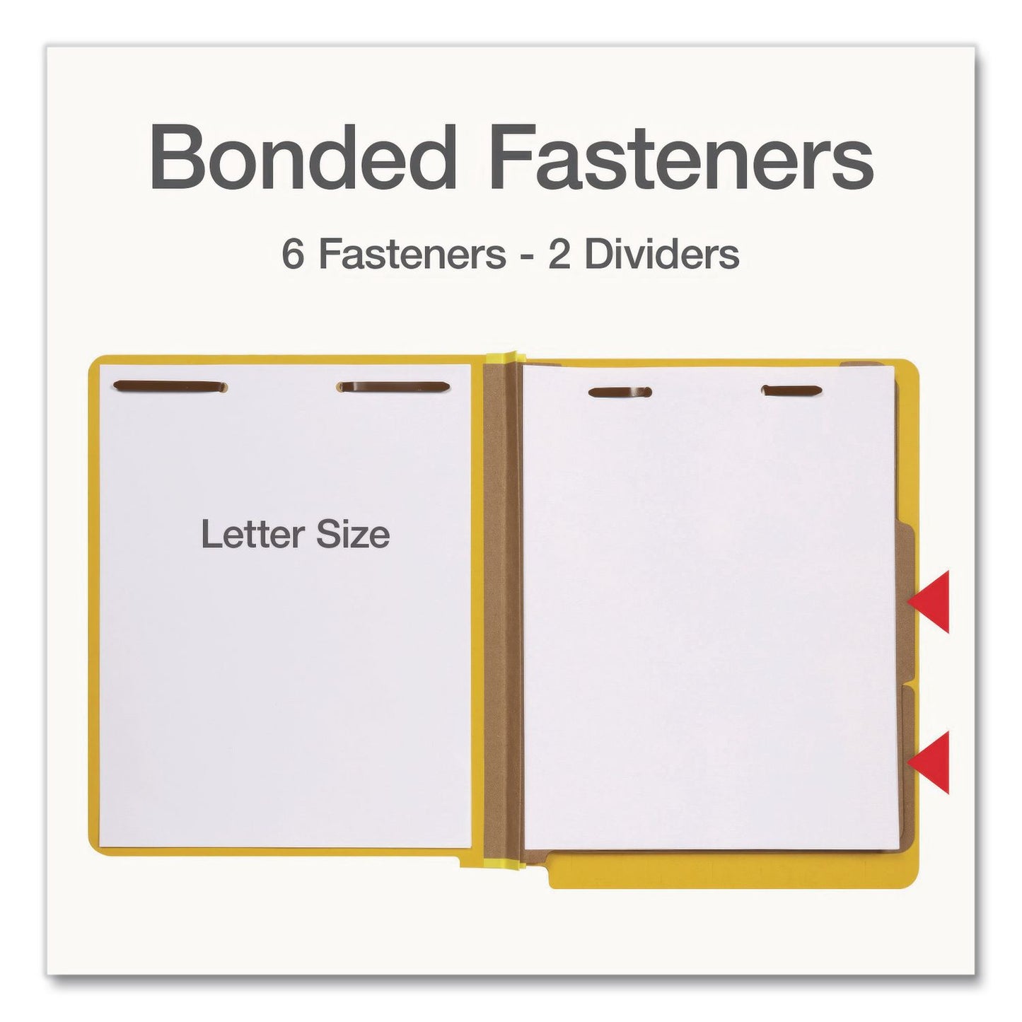 Pendaflex® Heavy-Duty Pressboard End Tab Classification Folders, Expands 2", 2 Dividers, 6 Fasteners, Letter Size, Yellow, 10/Box (PFX1006949)