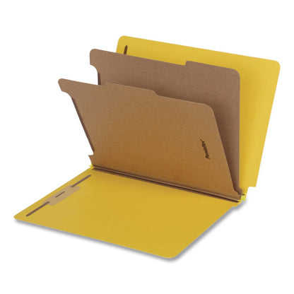 Pendaflex® Heavy-Duty Pressboard End Tab Classification Folders, Expands 2", 2 Dividers, 6 Fasteners, Letter Size, Yellow, 10/Box (PFX1006949)