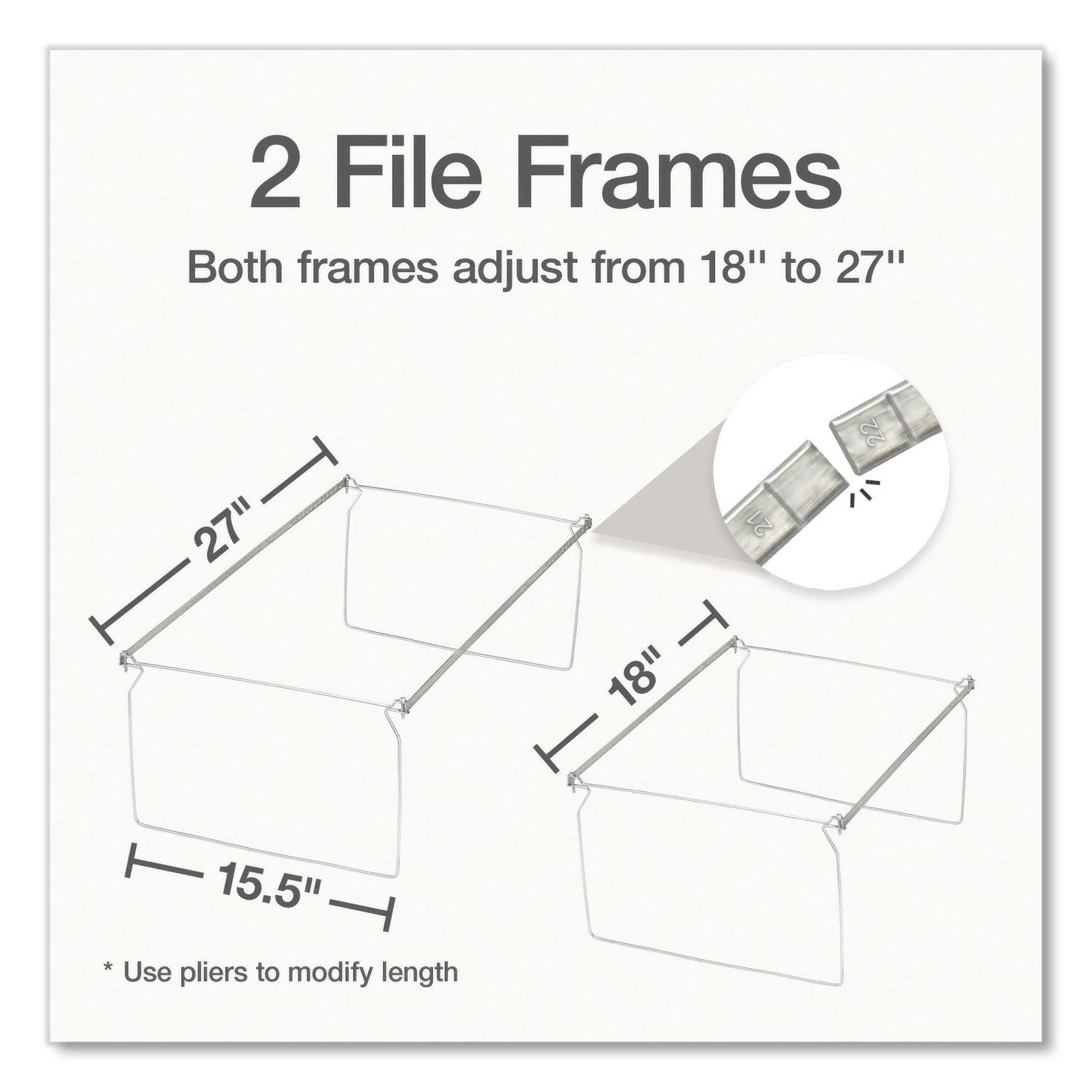 Pendaflex® Hanging File Frame, Legal Size, 18" to 27" Long, Gray, 2/Pack (PFX1006954)
