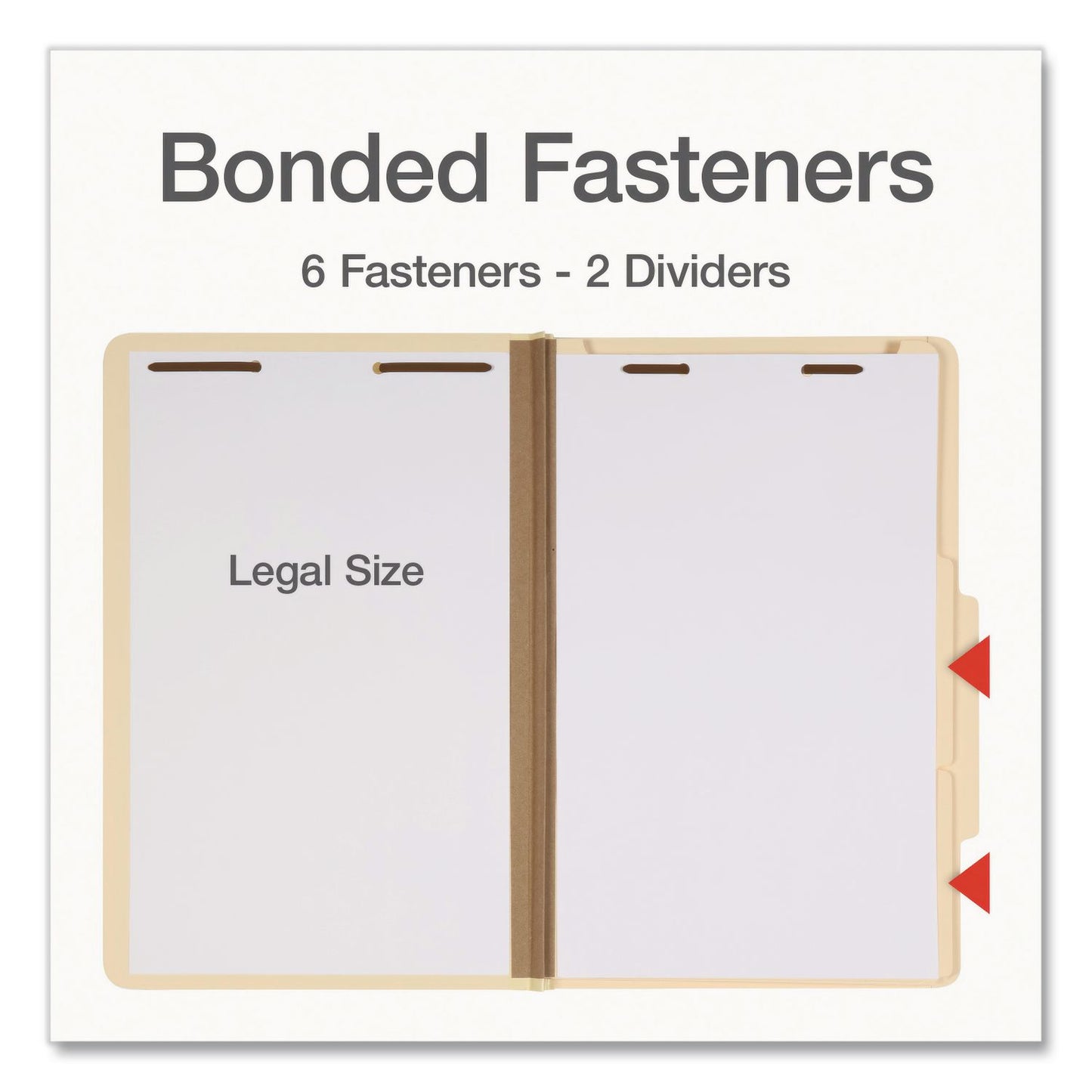 Pendaflex® Heavy-Duty Pressboard Classification Folder, 2/5-Cut Tab, Expands 2", 2 Dividers, 6 Fasteners, Legal Size, Manila, 10/Box (PFX1006955)