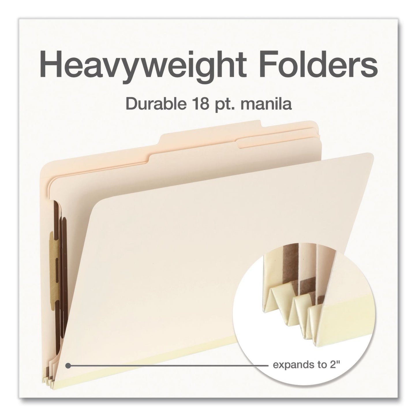 Pendaflex® Heavy-Duty Pressboard Classification Folder, 2/5-Cut Tab, Expands 2", 2 Dividers, 6 Fasteners, Legal Size, Manila, 10/Box (PFX1006955)