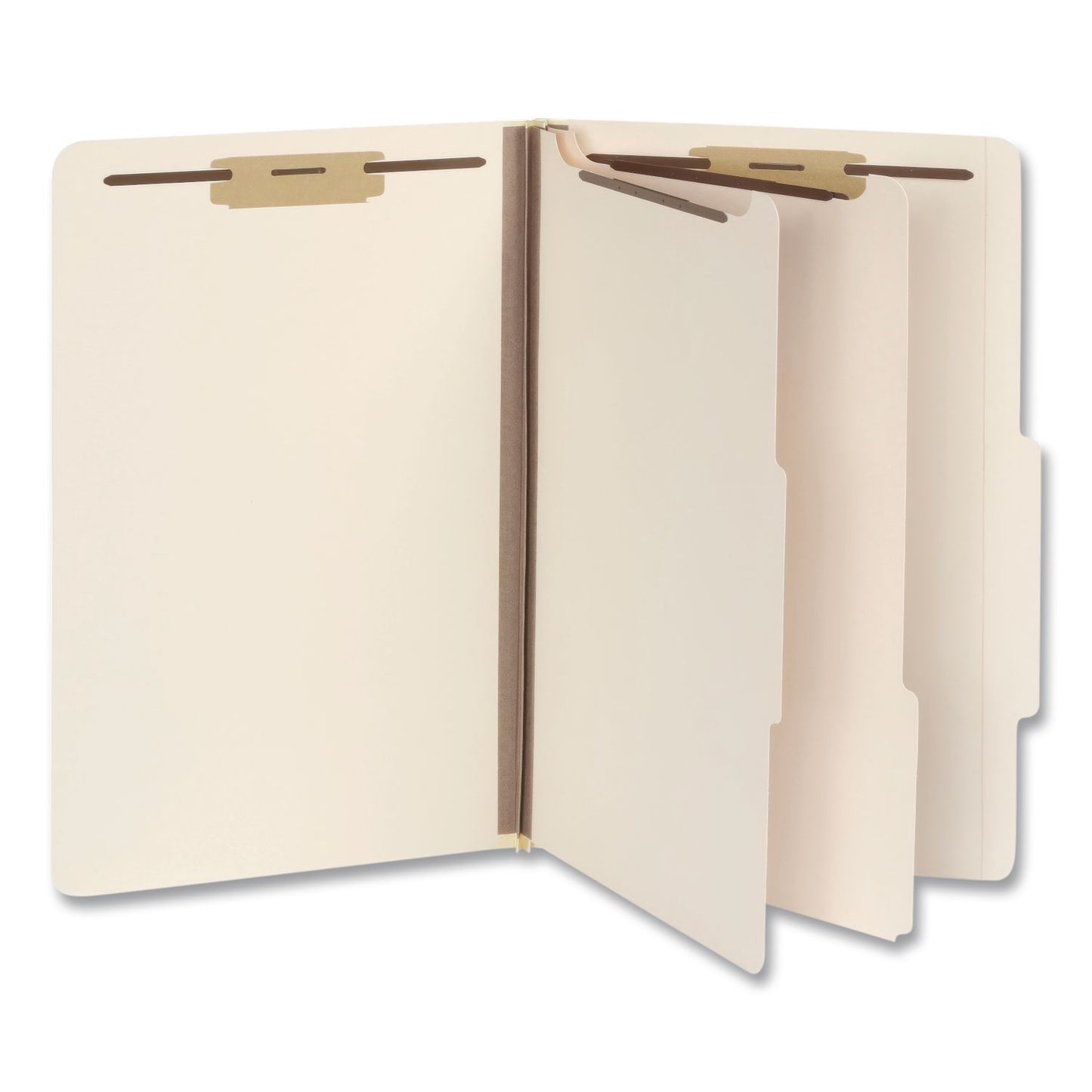 Pendaflex® Heavy-Duty Pressboard Classification Folder, 2/5-Cut Tab, Expands 2", 2 Dividers, 6 Fasteners, Legal Size, Manila, 10/Box (PFX1006955)