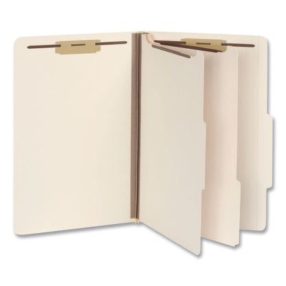 Pendaflex® Heavy-Duty Pressboard Classification Folder, 2/5-Cut Tab, Expands 2", 2 Dividers, 6 Fasteners, Legal Size, Manila, 10/Box (PFX1006955)