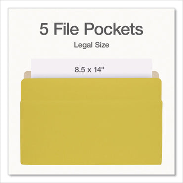 Pendaflex® Colored File Pockets, 3.5" Expansion, Legal Size, Assorted Colors, 5/Pack (PFX1006956)