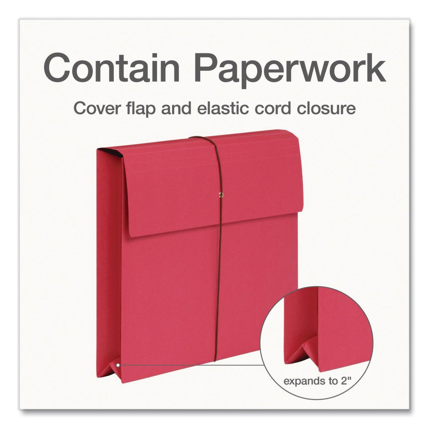 Pendaflex® Expanding Wallet with Elastic Closure, 2" Expansion, 1 Section, Letter Size, Red, 10/Box (PFX1006974)