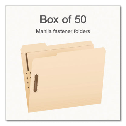 Pendaflex® Heavy-Duty Fastener Folder, 1/3-Cut Tab: Assorted, Expands 0.75", 2 Fasteners, Letter Size, Manila, 50/Box (PFX1006994)
