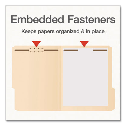 Pendaflex® Heavy-Duty Fastener Folder, 1/3-Cut Tab: Assorted, Expands 0.75", 2 Fasteners, Letter Size, Manila, 50/Box (PFX1006994)