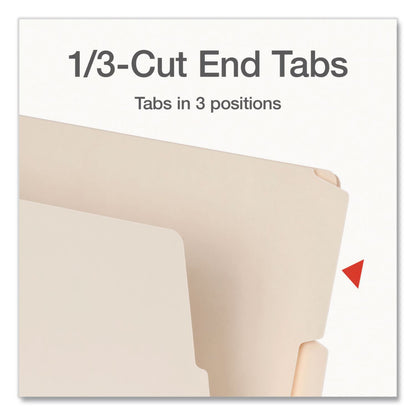 Pendaflex® Manila End Tab Folders, 1/3-Cut Tabs: Assorted, Letter Size, 0.75" Expansion, Manila, 100/Box (PFX1007001)