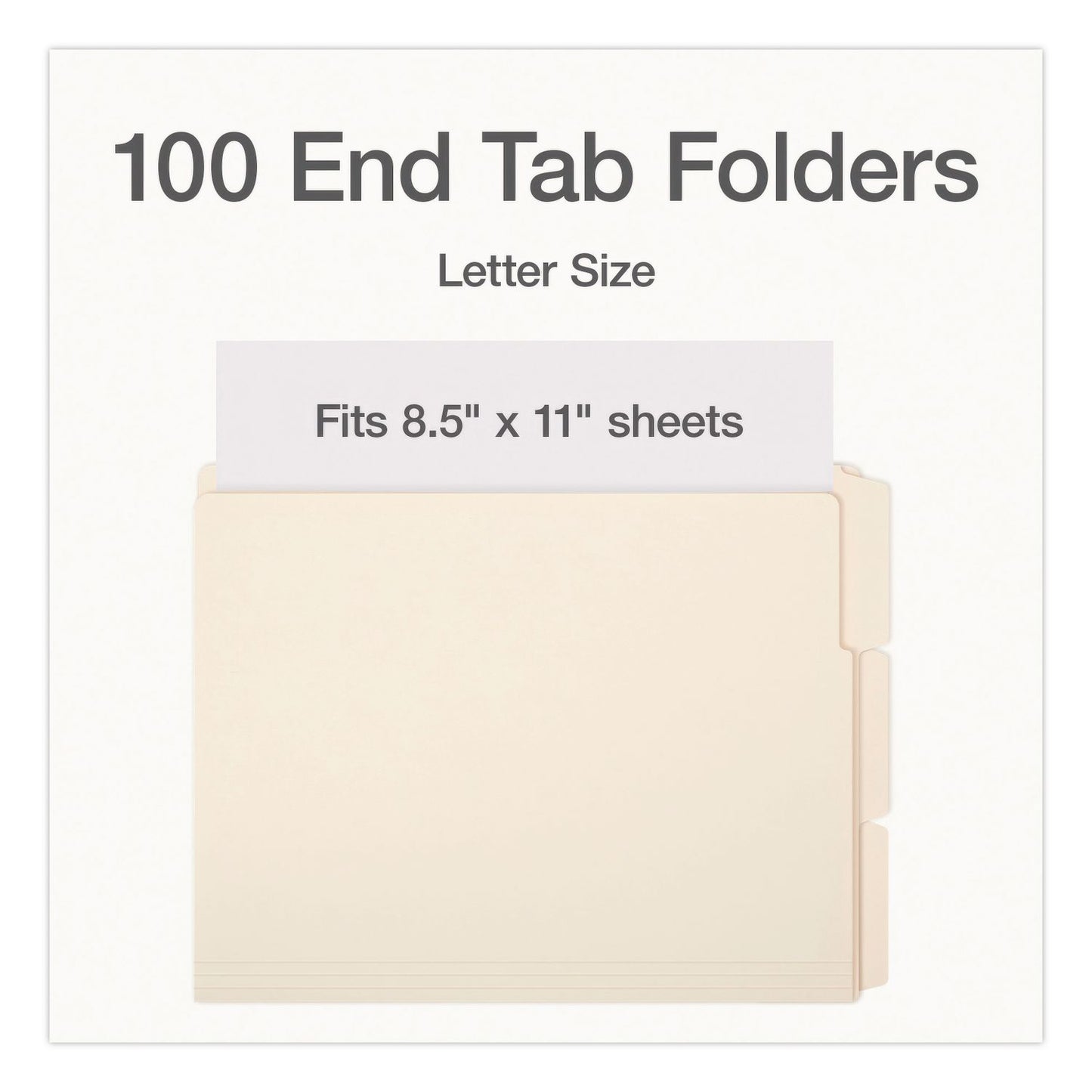 Pendaflex® Manila End Tab Expansion Folders, 1/3-Cut Tabs: Assorted, Letter Size, 0.75" Expansion, Manila, 100/Box (PFX1007003)