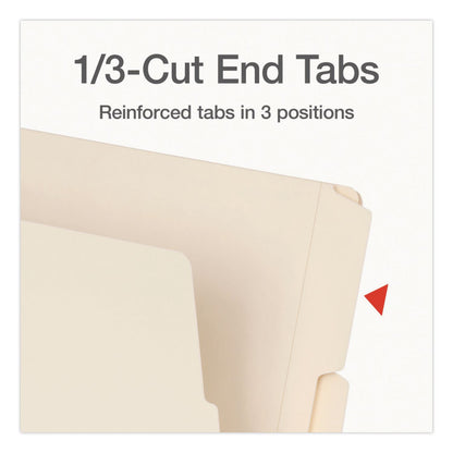 Pendaflex® Manila End Tab Expansion Folders, 1/3-Cut Tabs: Assorted, Letter Size, 0.75" Expansion, Manila, 100/Box (PFX1007003)