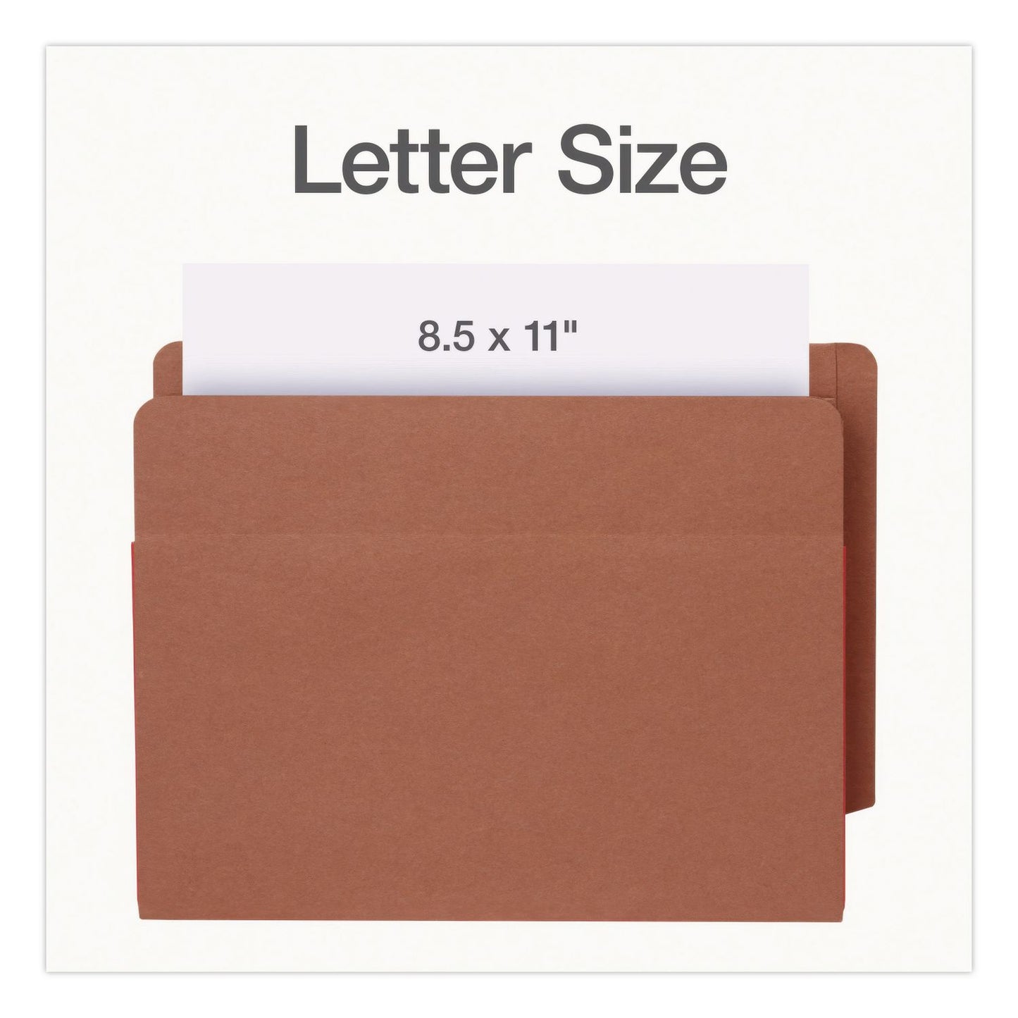 Pendaflex® End Tab File Pocket, Red Gusset, 3.5" Expansion Letter Size, Brown/Red, 10/Box (PFX1007024)