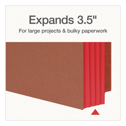 Pendaflex® End Tab File Pocket, Red Gusset, 3.5" Expansion Letter Size, Brown/Red, 10/Box (PFX1007024)