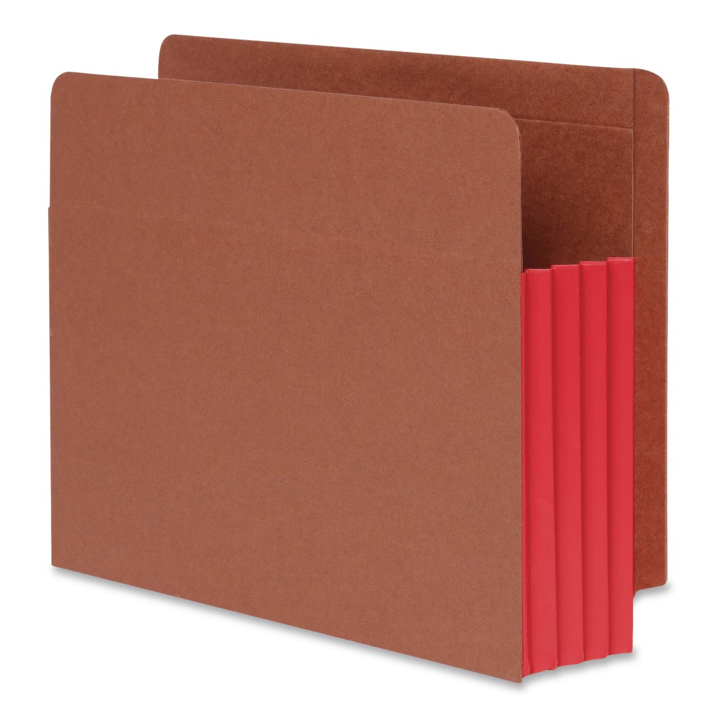 Pendaflex® End Tab File Pocket, Red Gusset, 3.5" Expansion Letter Size, Brown/Red, 10/Box (PFX1007024)