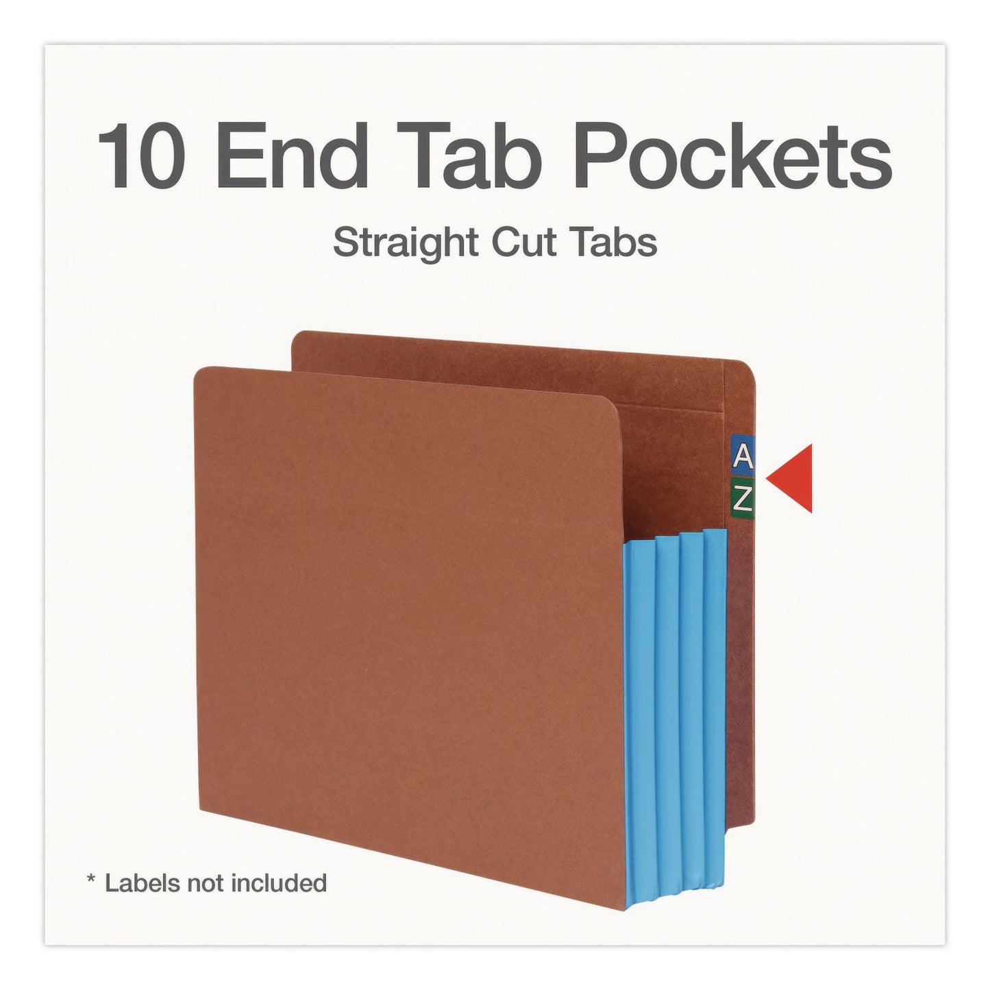Pendaflex® End Tab File Pocket, Blue Gusset, 3.5" Expansion, Letter Size, Brown/Blue, 10/Box (PFX1007026)