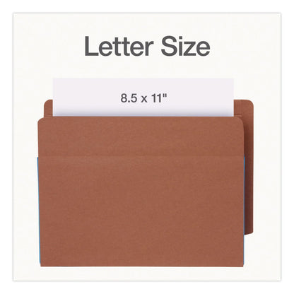 Pendaflex® End Tab File Pocket, Blue Gusset, 3.5" Expansion, Letter Size, Brown/Blue, 10/Box (PFX1007026)