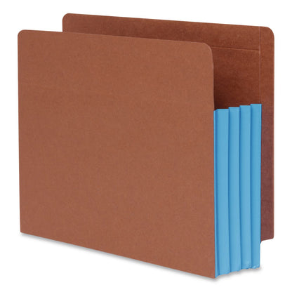 Pendaflex® End Tab File Pocket, Blue Gusset, 3.5" Expansion, Letter Size, Brown/Blue, 10/Box (PFX1007026)