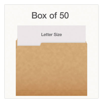Pendaflex® Kraft File Folders, 1/3-Cut Tabs: Assorted, Letter Size, 0.75" Expansion, Kraft, 50/Box (PFX1007030)