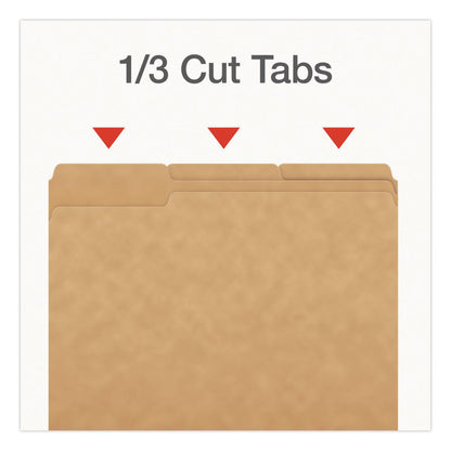 Pendaflex® Kraft File Folders, 1/3-Cut Tabs: Assorted, Letter Size, 0.75" Expansion, Kraft, 50/Box (PFX1007030)