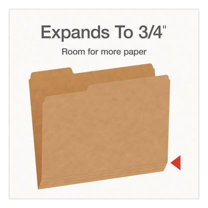 Pendaflex® Kraft File Folders, 1/3-Cut Tabs: Assorted, Letter Size, 0.75" Expansion, Kraft, 50/Box (PFX1007030)