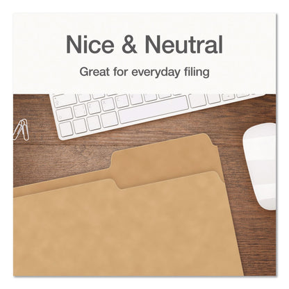 Pendaflex® Kraft File Folders, 1/3-Cut Tabs: Assorted, Letter Size, 0.75" Expansion, Kraft, 50/Box (PFX1007030)